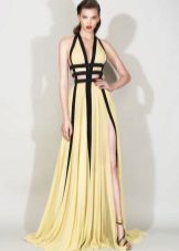 Two-tone evening dress in the floor