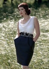 Sheath dress with a white top