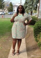 Sheath dress with a simple cut for a full apple figure