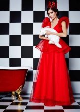 Red organza floor dress