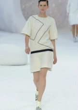 Dress white with black stripes