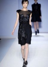 Cocktail dress with leather accents