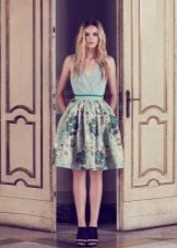 Mint dress with green print