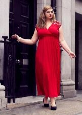 Red evening long dress for full