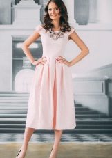 Pink puffy midi dress