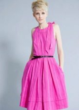 Pink dress with a contrast belt