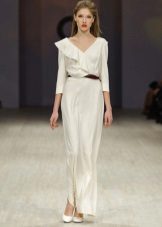 white silk floor dress