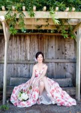 Beautiful floral print wedding dress