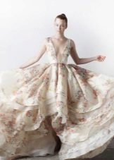Floral Print Neckline Wedding Dress