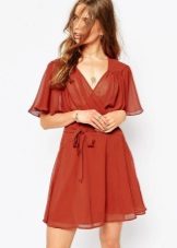 Short terracotta chiffon dress