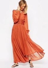 Long terracotta dress with long sleeves