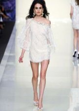 Short dress white with one sleeve