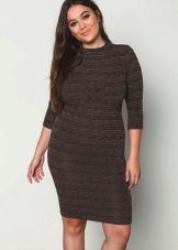 Brown knitted tight dress for a full girl