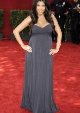 Long Gray Maternity Bandeau Dress