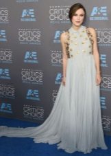 Maternity long blue dress on the floor