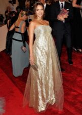 Long beige maternity organza floor dress