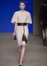 Dress sheath white with a belt