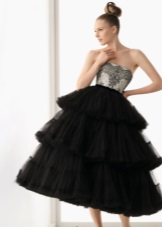 Evening black puffy dress