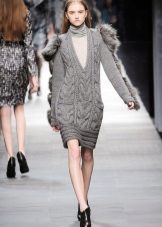 Knitted dress with a neckline