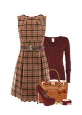 Plaid dress and accessories for women color Autumn