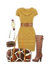 Knitted woolen dress for women color Autumn