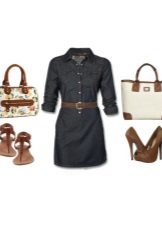 Shirt dress and accessories for it for women of the Autumn color type
