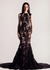 Black lace mermaid dress