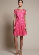Pink a-line lace dress