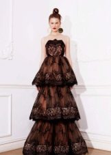 Black multi-tiered lace dress