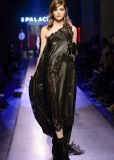 Dress with lace on one shoulder