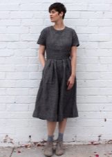 Linen Slim Fit Midi Knee Length Dress