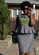 Gray Office Sheath Dress with Peplum Full