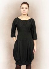 Knitted black balloon dress