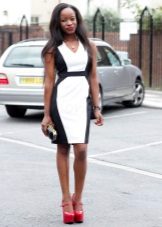 Mid-length black and white sheath dress