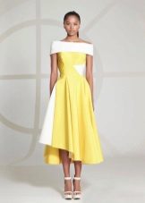 Dress short front long yellow neoprene back