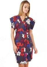 Black kimono dress with floral print