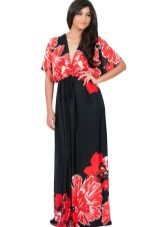 Kimono dress black and red for a full woman