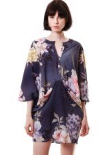 Kimono dress navy floral print