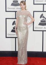 Long silver short sleeve straight silhouette dress