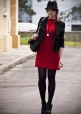 Hat, jacket and black tights for a dress of a direct silhouette