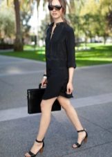 Black shirtless shirt dress without belt