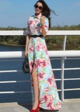 Long floral shirt dress