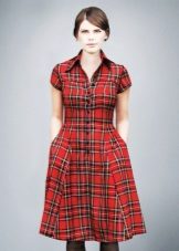 Red Check Midi Shirt Dress