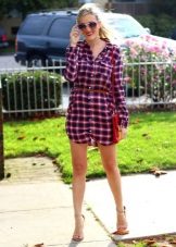 Short Kars Blue Check Shirt Dress