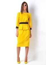 Bright Yellow Peplum Midi Dress