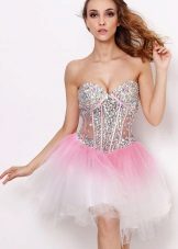 Robe avec corset transparent et strass