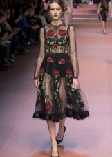 Black transparent dress with roses Dolce Gabbana