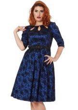 Blue print dress with half skirt for full