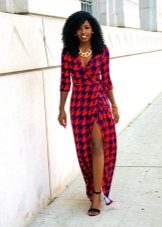 Long wrap plaid dress