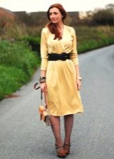 Yellow Woven Knit Dress